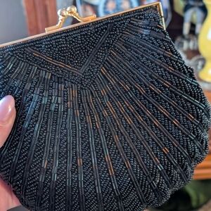 Elegant Black Beaded Clutch